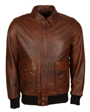 Men's Brown Flight Bomber Leather Jacket