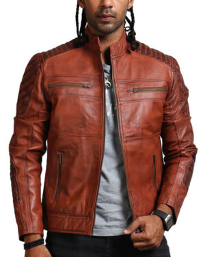 Brown Biker Style Men's Leather Jacket