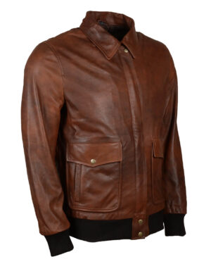 Men's Brown Flight Bomber Leather Jacket