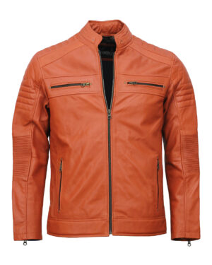 Men’s Café Racer Brown Biker Leather Jacket