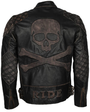 Men's Skull Crossbones Genuine Leather Motorcycle Jacket