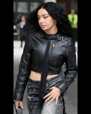 Charli XCX Cropped Leather Jacket