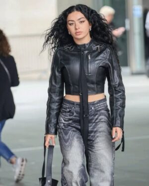 Charli XCX Cropped Leather Jacket
