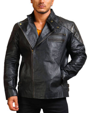 Skull and Bones Black Motorcycle Jacket