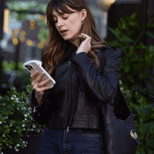 Daisy Edgar-Jones Black Leather Jacket