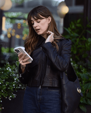 Daisy Edgar-Jones Black Leather Jacket