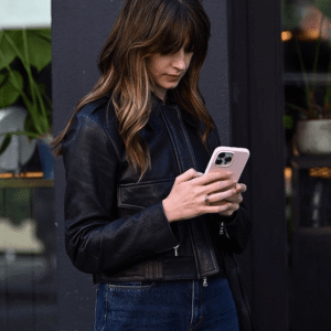 Daisy Edgar-Jones Black Leather Jacket