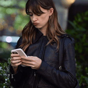 Daisy Edgar-Jones Black Leather Jacket