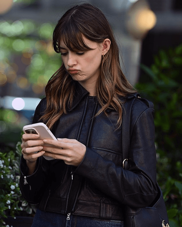 Daisy Edgar-Jones Black Leather Jacket