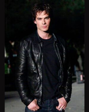 The Vampire Diaries Damon Salvatore Leather Jacket