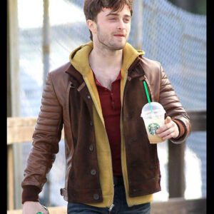 Daniel Radcliffe Horns Brown Leather Jacket