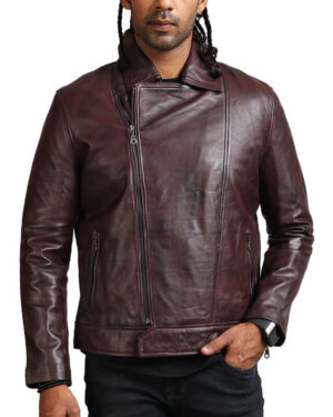 Dark Brown Collared Biker Jacket