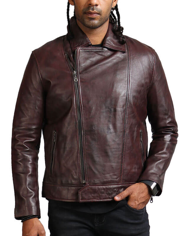 Dark Brown Collared Biker Jacket