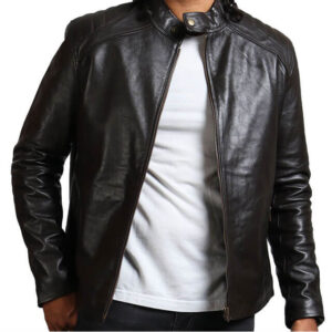 Dark Brown Sword Biker Jacket