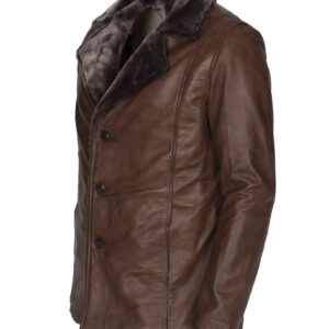 Men's Dark Brown Shearling Leather Coat