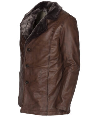 Men's Dark Brown Shearling Leather Coat