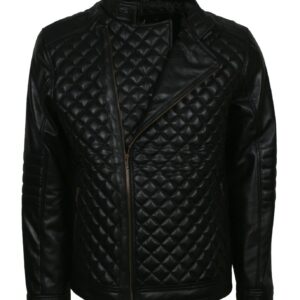 Diamond Quilted Jacket Mens in Real Leather