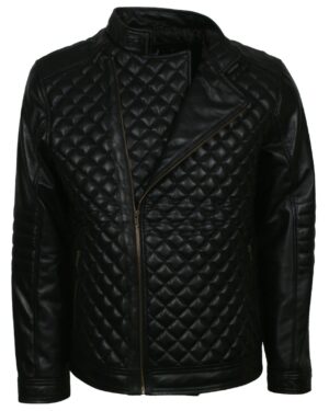 Diamond Quilted Jacket Mens in Real Leather