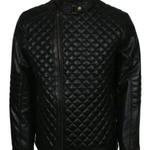 Diamond Quilted Jacket Mens in Real Leather