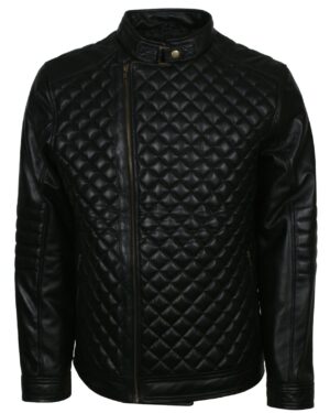 Diamond Quilted Jacket Mens in Real Leather