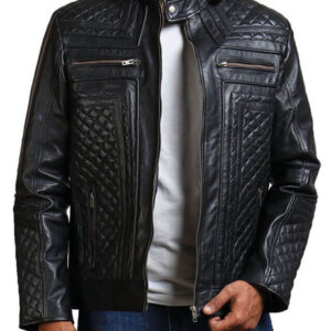 Diamond Quilted Skull Leather Jacket
