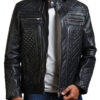 Men's Diamond Quilted Black Leather Jacket