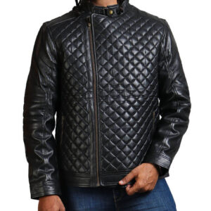 Diamond Quilted Winter Biker Jacket