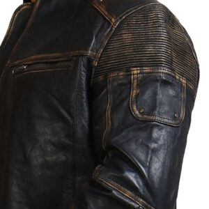Men's Black Distressed Vintage Leather Jacket