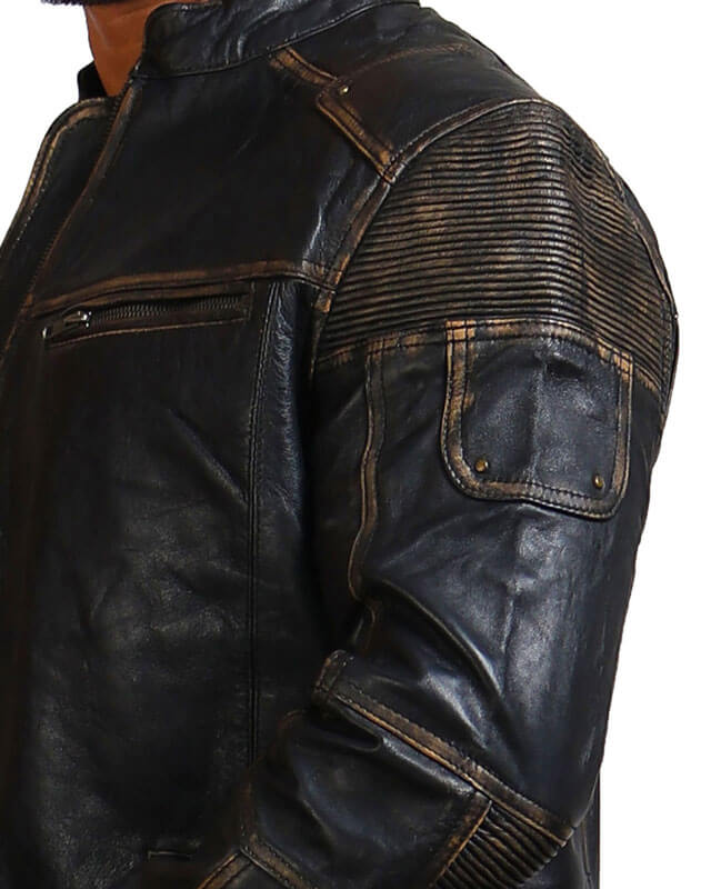 Men's Black Distressed Vintage Leather Jacket