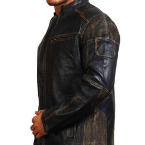 Men's Black Distressed Vintage Leather Jacket