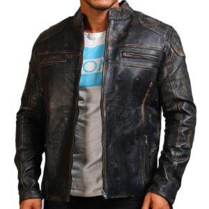 Vintage Distressed Biker Leather Jacket