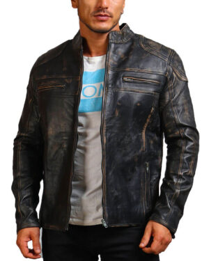Vintage Distressed Biker Leather Jacket