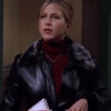 Friends Rachel Black Leather Coat with Fur Collar