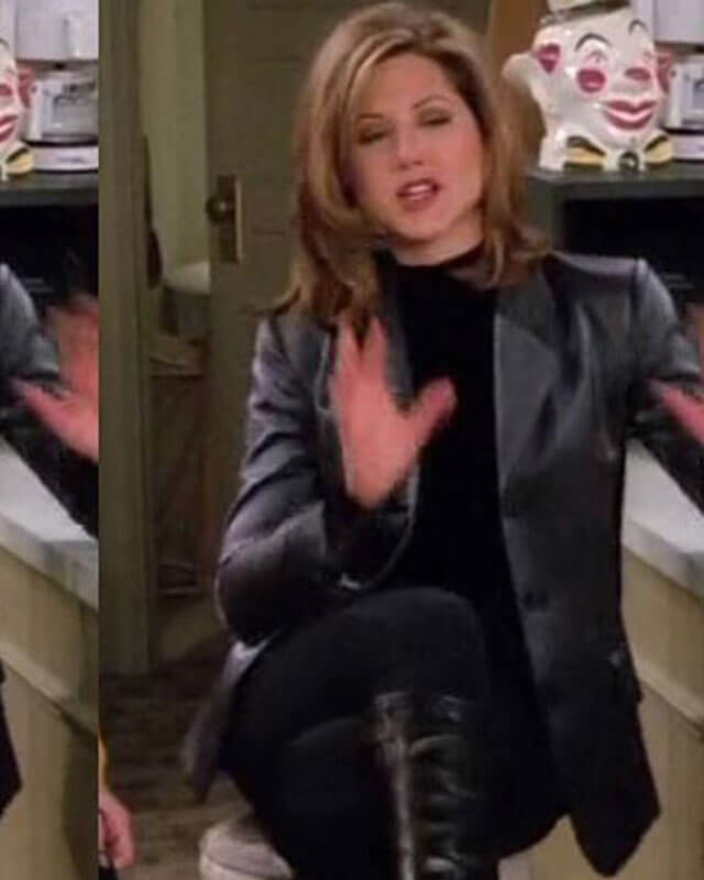 Friends Rachel Green Black Leather Blazer S02