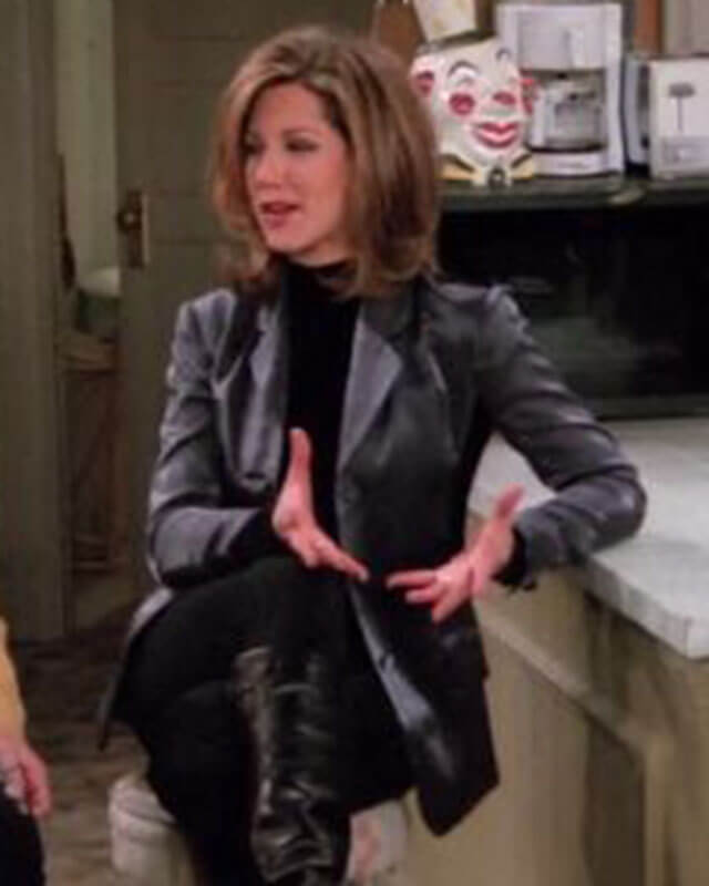 Friends Rachel Green Black Leather Blazer S02