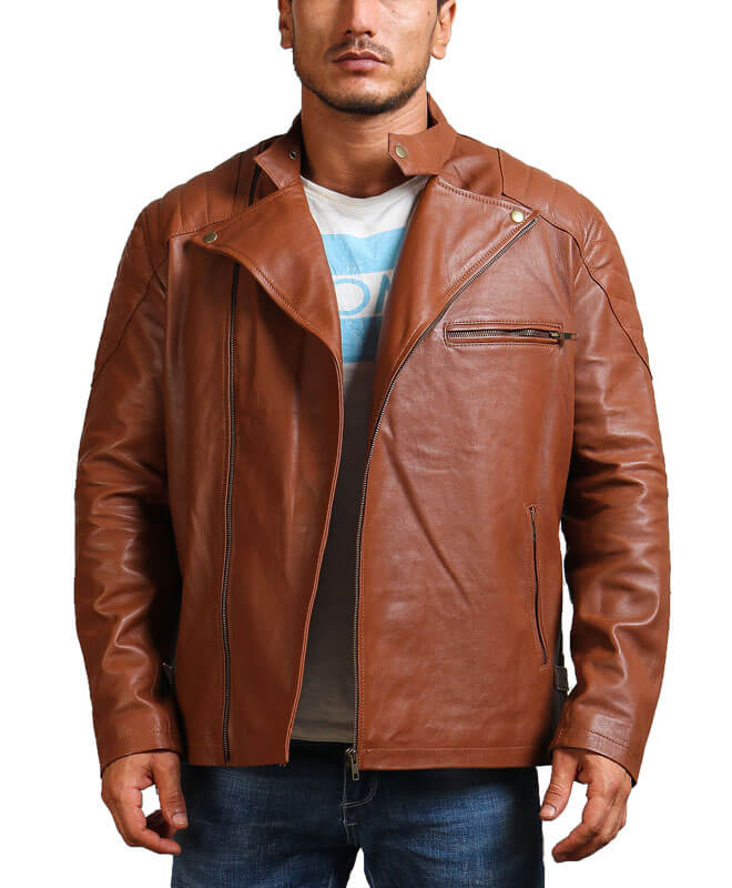 Men's Brown Faux Leather Jacket