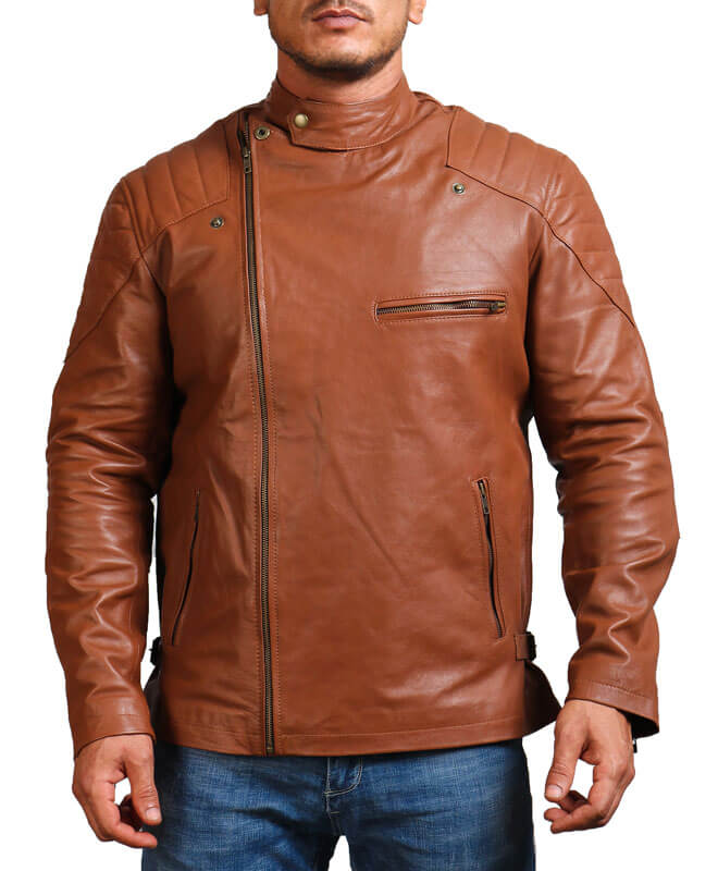 Brown Motorcycle Leather Jacket for Men