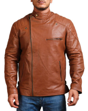 Men's Brown Motorcycle Real Leather Jacket