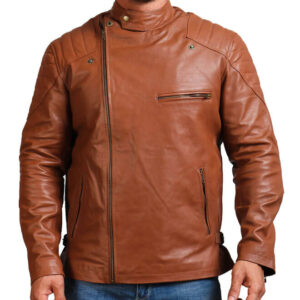 Men's Brown Faux Leather Jacket