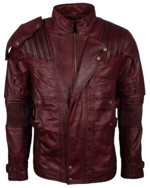 Men's Maroon Genuine Leather Galaxy Guardians Biker Jacket