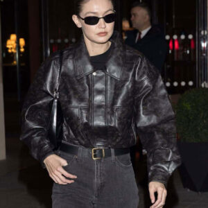Gigi Hadid Black Leather Jacket