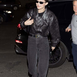 Gigi Hadid Black Leather Jacket
