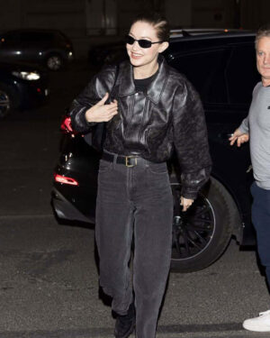 Gigi Hadid Black Leather Jacket