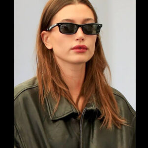 Hailey Bieber Black Leather Jacket