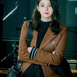 Han So-hee Brown Biker Jacket