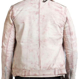 Hand-Waxed White Vintage Motorcycle Jacket