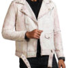 Hand-Waxed White Vintage Motorcycle Jacket