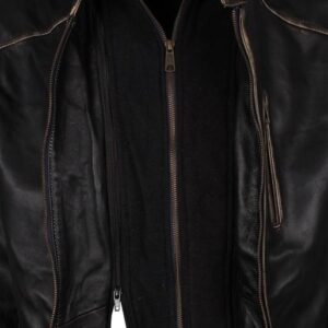 Men's Black Hooded Killing Joke Scarecrow Genuine Leather Jacket