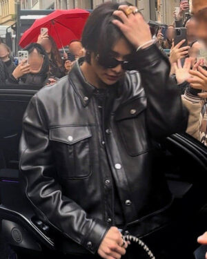 Stray Kids Hyunjin Trucker Leather Jacket