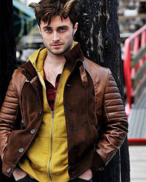 Daniel Radcliffe Horns Brown Leather Jacket